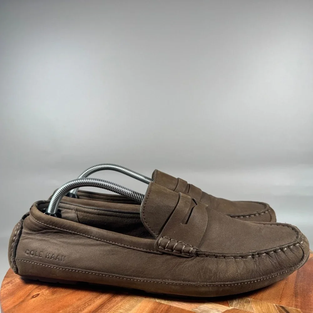 Cole Haan Mens Brown Leather Penny Loafer Driving Mocs C35780 Size 10.5 M